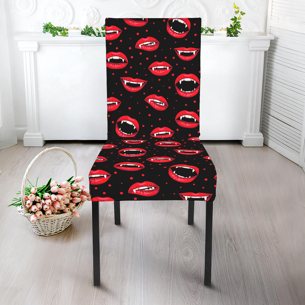 Red Halloween Vampire Lips Pattern Print Dining Chair Slipcover