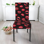 Red Halloween Vampire Lips Pattern Print Dining Chair Slipcover