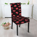 Red Halloween Vampire Lips Pattern Print Dining Chair Slipcover