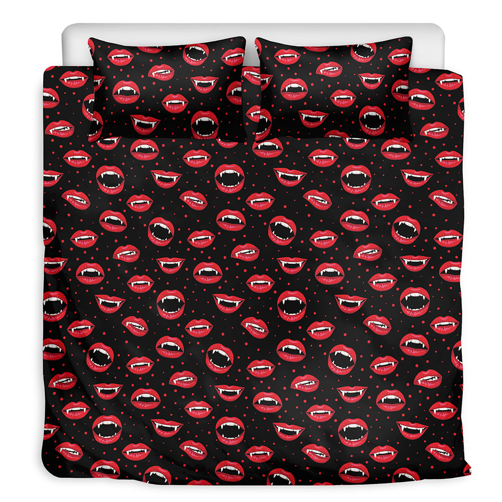 Red Halloween Vampire Lips Pattern Print Duvet Cover Bedding Set