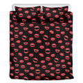 Red Halloween Vampire Lips Pattern Print Duvet Cover Bedding Set