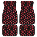 Red Halloween Vampire Lips Pattern Print Front and Back Car Floor Mats