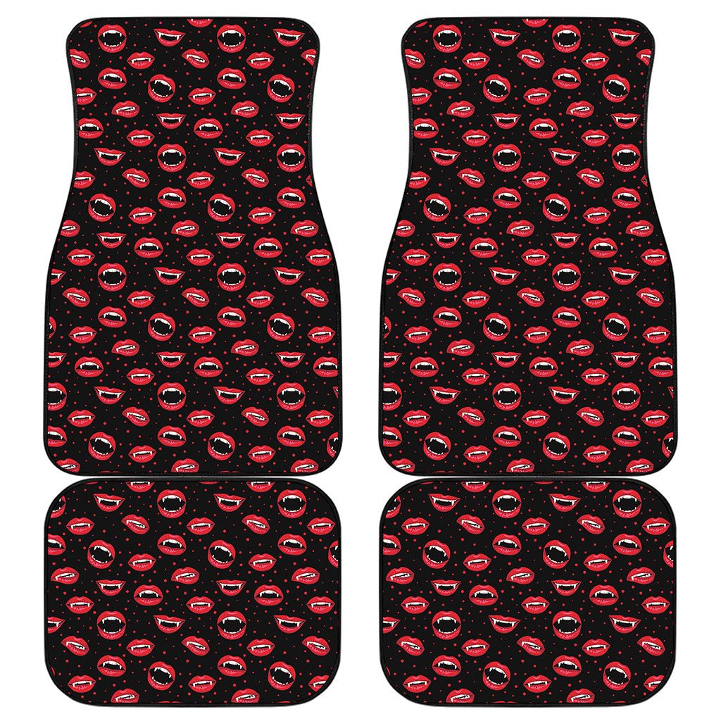 Red Halloween Vampire Lips Pattern Print Front and Back Car Floor Mats