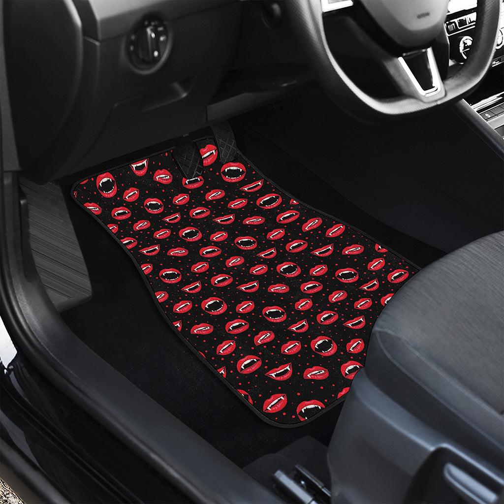 Red Halloween Vampire Lips Pattern Print Front and Back Car Floor Mats