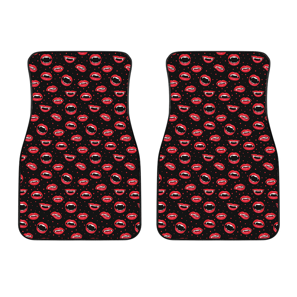 Red Halloween Vampire Lips Pattern Print Front Car Floor Mats
