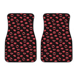 Red Halloween Vampire Lips Pattern Print Front Car Floor Mats