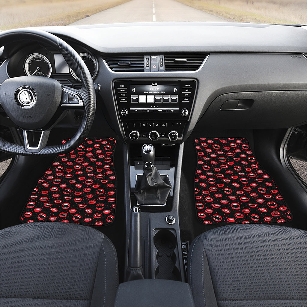 Red Halloween Vampire Lips Pattern Print Front Car Floor Mats