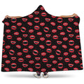 Red Halloween Vampire Lips Pattern Print Hooded Blanket