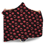 Red Halloween Vampire Lips Pattern Print Hooded Blanket