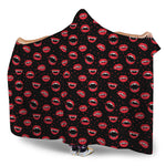 Red Halloween Vampire Lips Pattern Print Hooded Blanket