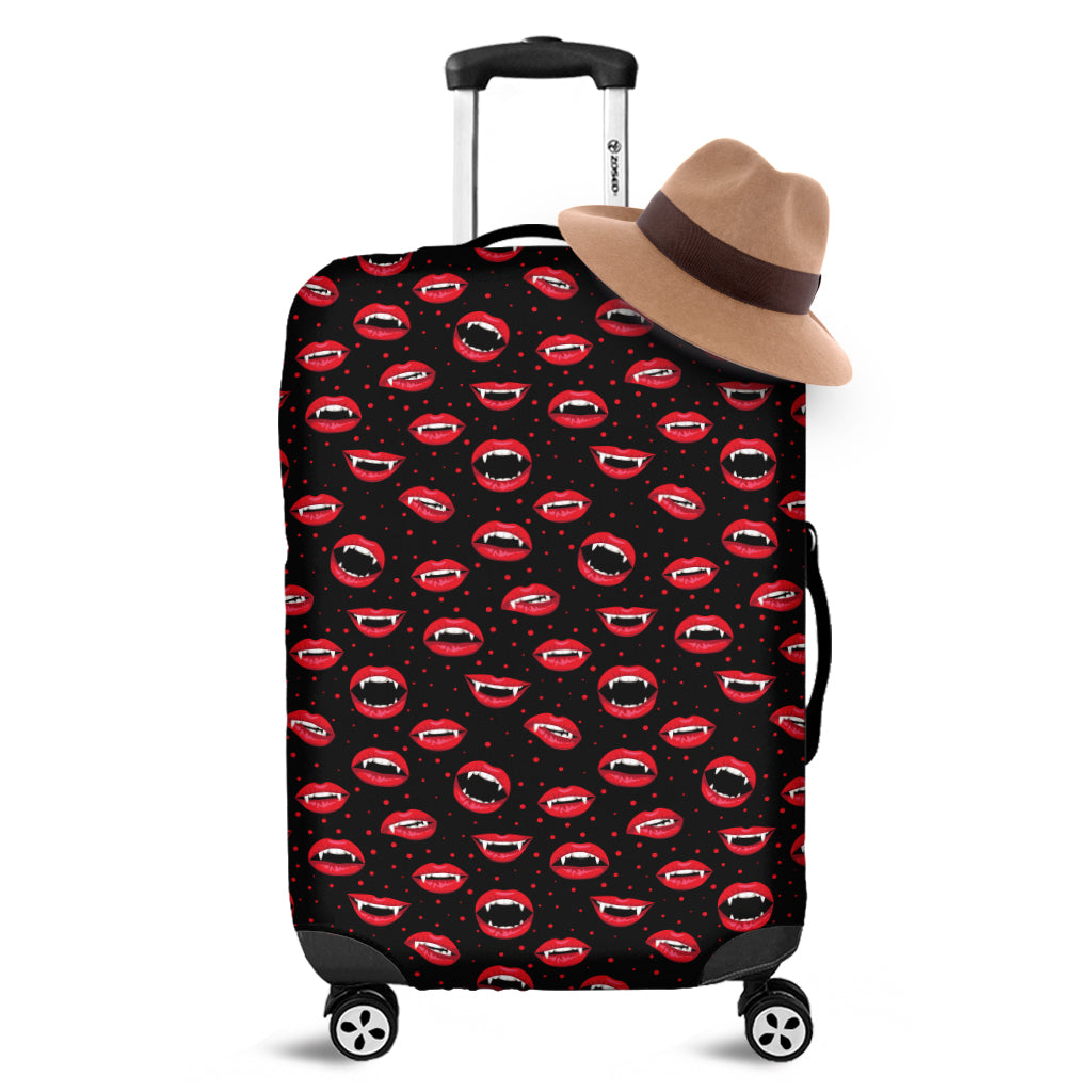 Red Halloween Vampire Lips Pattern Print Luggage Cover