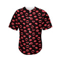 Red Halloween Vampire Lips Pattern Print Men's Baseball Jersey