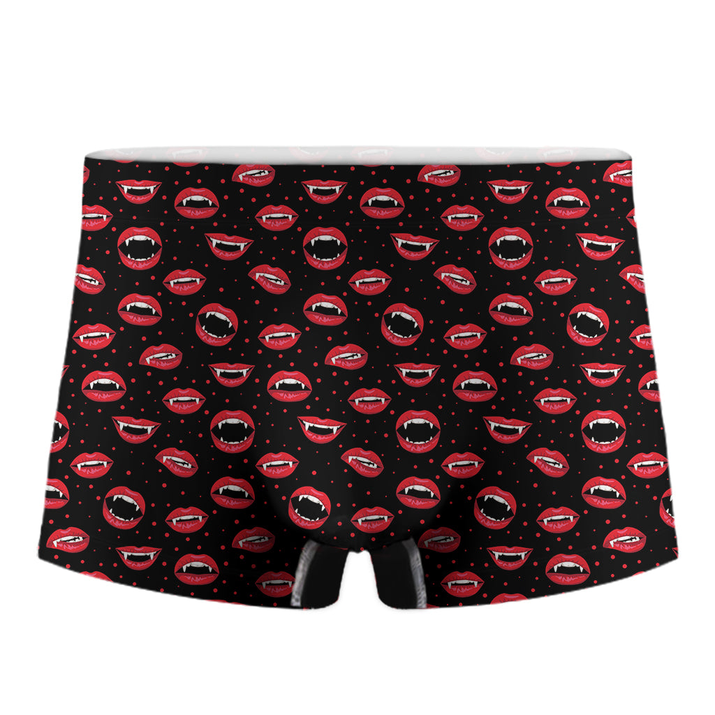 Red Halloween Vampire Lips Pattern Print Men's Boxer Briefs