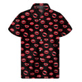 Red Halloween Vampire Lips Pattern Print Men's Short Sleeve Shirt