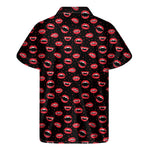 Red Halloween Vampire Lips Pattern Print Men's Short Sleeve Shirt