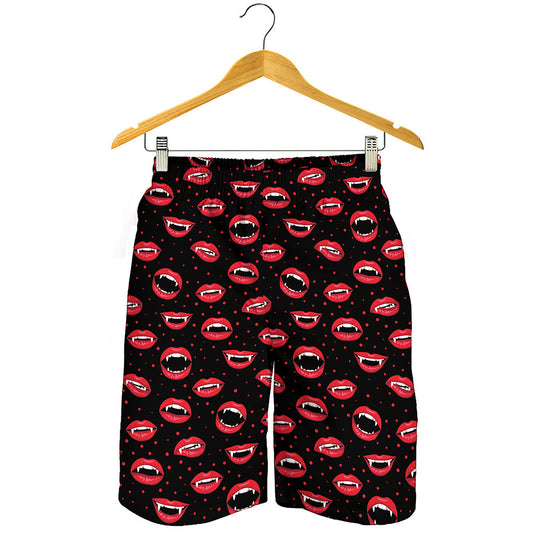 Red Halloween Vampire Lips Pattern Print Men's Shorts