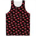 Red Halloween Vampire Lips Pattern Print Men's Tank Top