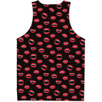 Red Halloween Vampire Lips Pattern Print Men's Tank Top