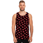 Red Halloween Vampire Lips Pattern Print Men's Tank Top