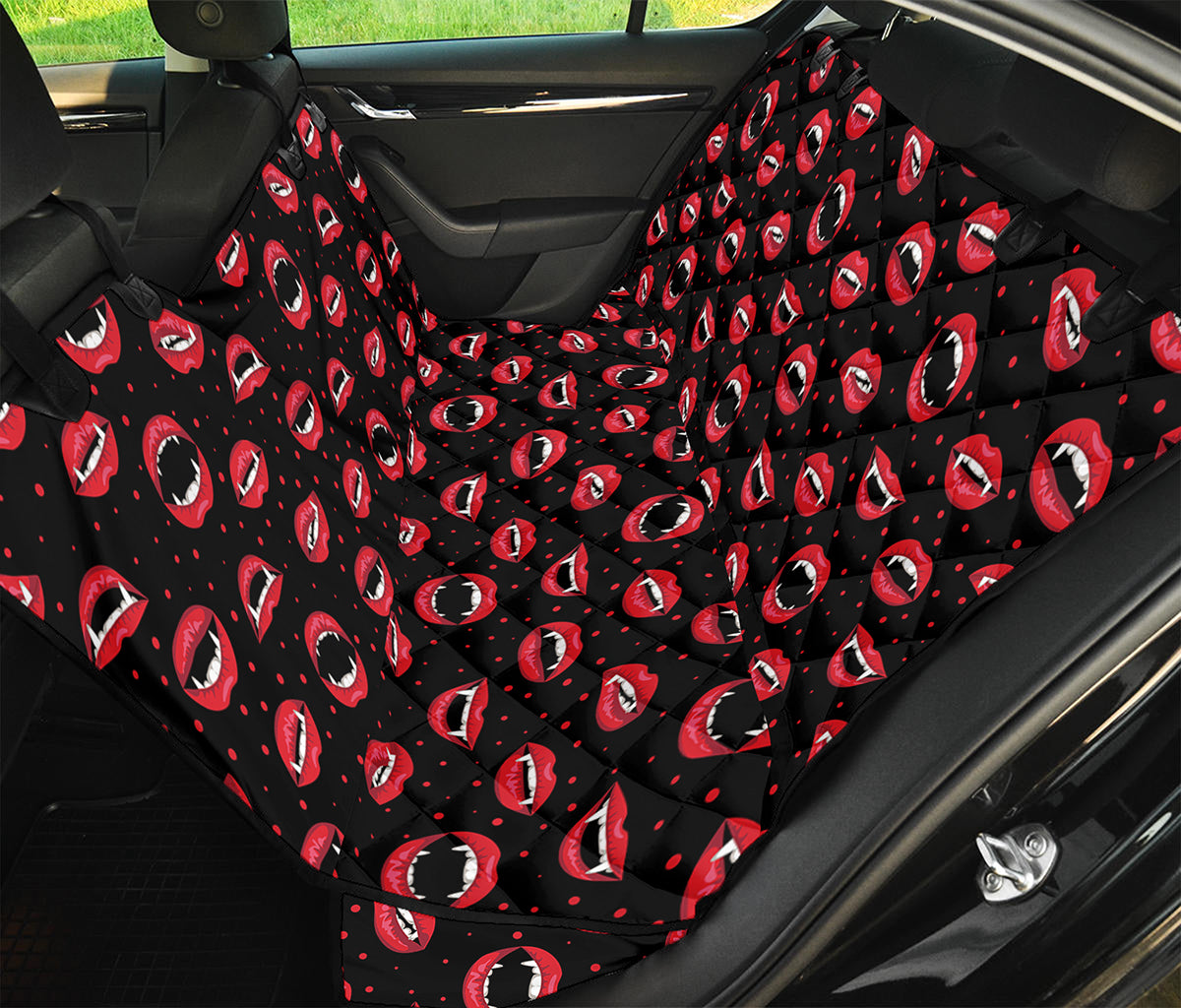 Red Halloween Vampire Lips Pattern Print Pet Car Back Seat Cover