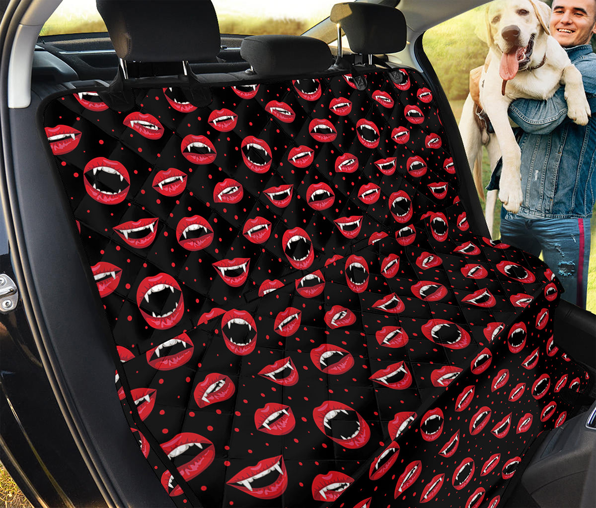 Red Halloween Vampire Lips Pattern Print Pet Car Back Seat Cover