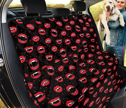 Red Halloween Vampire Lips Pattern Print Pet Car Back Seat Cover