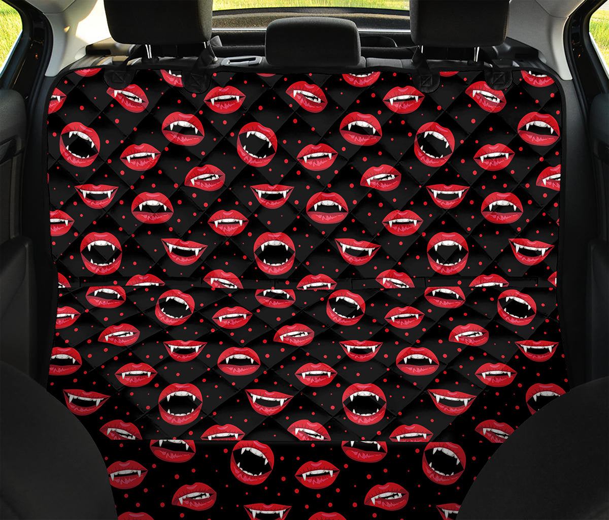 Red Halloween Vampire Lips Pattern Print Pet Car Back Seat Cover