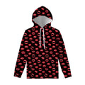 Red Halloween Vampire Lips Pattern Print Pullover Hoodie