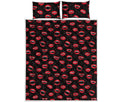 Red Halloween Vampire Lips Pattern Print Quilt Bed Set