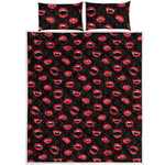 Red Halloween Vampire Lips Pattern Print Quilt Bed Set