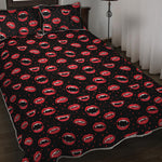 Red Halloween Vampire Lips Pattern Print Quilt Bed Set