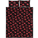 Red Halloween Vampire Lips Pattern Print Quilt Bed Set