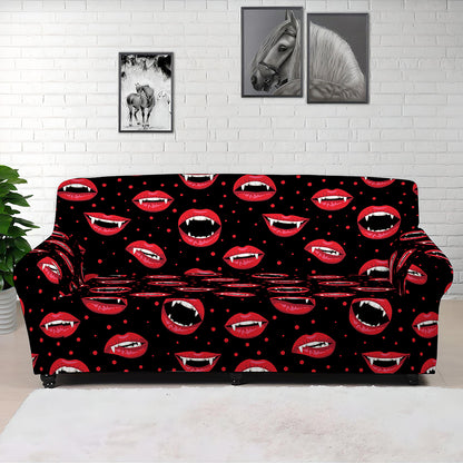 Red Halloween Vampire Lips Pattern Print Sofa Cover