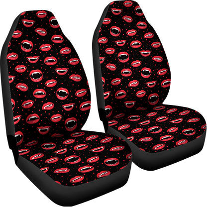 Red Halloween Vampire Lips Pattern Print Universal Fit Car Seat Covers