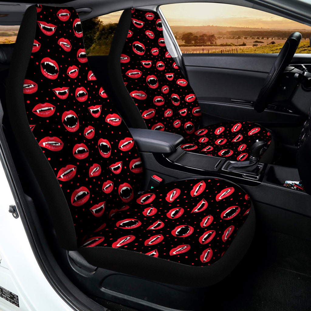 Red Halloween Vampire Lips Pattern Print Universal Fit Car Seat Covers