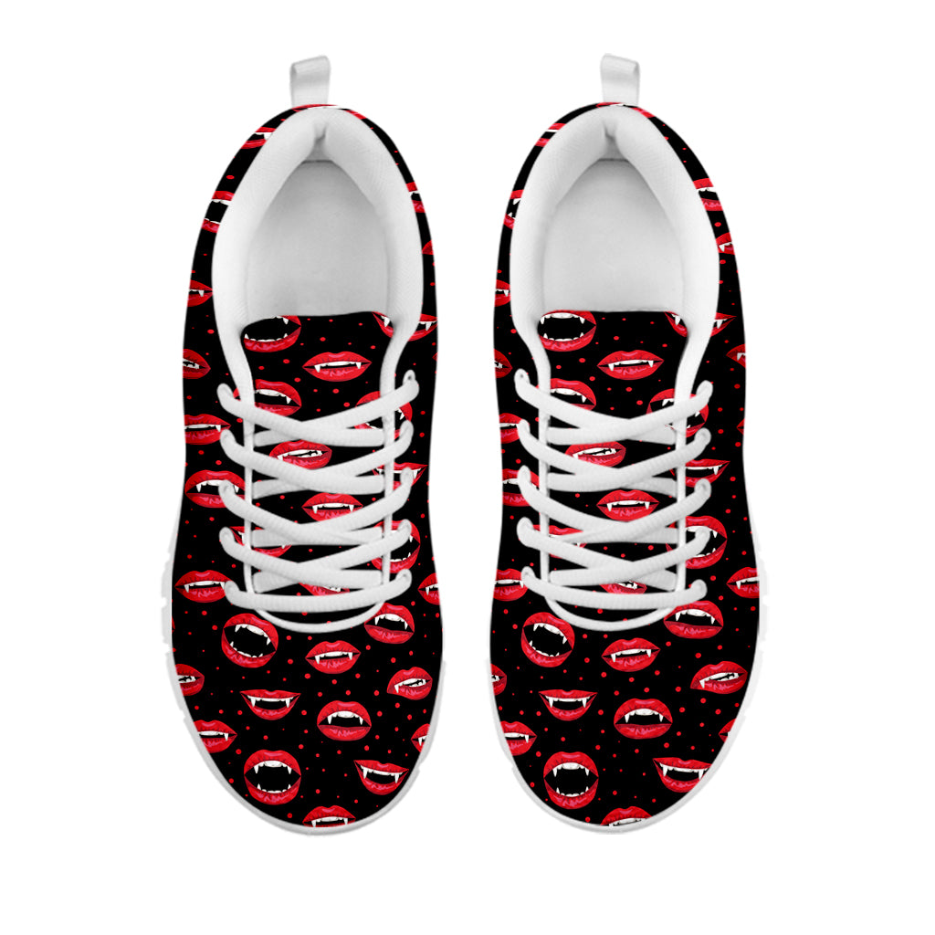 Red Halloween Vampire Lips Pattern Print White Sneakers