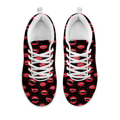 Red Halloween Vampire Lips Pattern Print White Sneakers