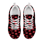 Red Halloween Vampire Lips Pattern Print White Sneakers