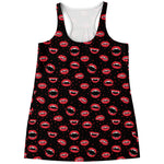 Red Halloween Vampire Lips Pattern Print Women's Racerback Tank Top