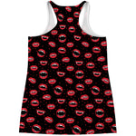 Red Halloween Vampire Lips Pattern Print Women's Racerback Tank Top