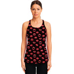 Red Halloween Vampire Lips Pattern Print Women's Racerback Tank Top