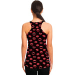 Red Halloween Vampire Lips Pattern Print Women's Racerback Tank Top