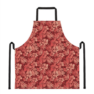 Red Hawaiian Tropical Pattern Print Apron