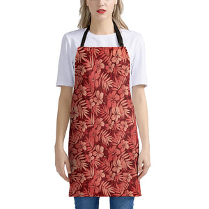 Red Hawaiian Tropical Pattern Print Apron