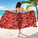 Red Hawaiian Tropical Pattern Print Beach Sarong Wrap