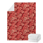Red Hawaiian Tropical Pattern Print Blanket