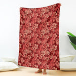 Red Hawaiian Tropical Pattern Print Blanket
