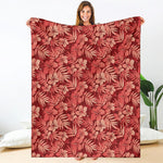 Red Hawaiian Tropical Pattern Print Blanket