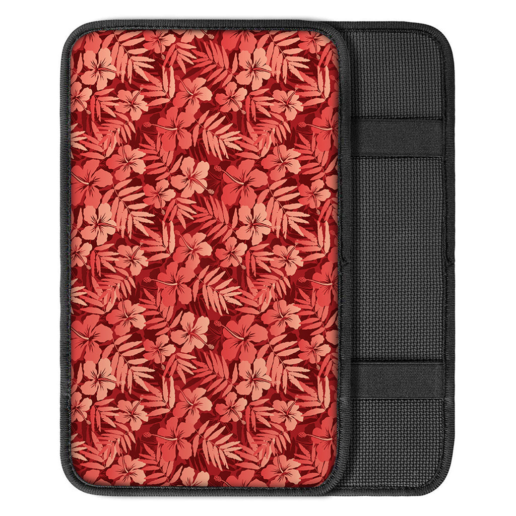 Red Hawaiian Tropical Pattern Print Car Center Console Cover