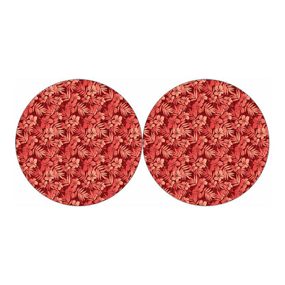 Red Hawaiian Tropical Pattern Print Car Coasters